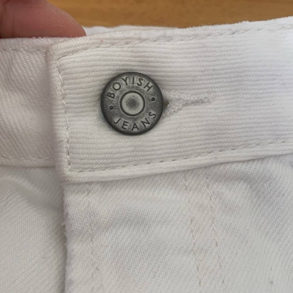 Boyish Anthropologie Corey Jean Skirt White Denim 26 High Rise Mini Royal Weddng - Picture 15 of 16